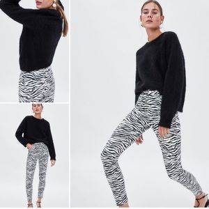 Zara Zébra Print High Rise Black White Skinny Jean